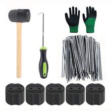 100pcs U-Shaped Ground Anchors, 100pcs Cushion Rings, Control Fabric Hook Components, Suitable For Garden, Lawn Edges, Vegetable Beds And Pipe Fixation (100pcs Anchors + 100pcs Rings) - A - View 1