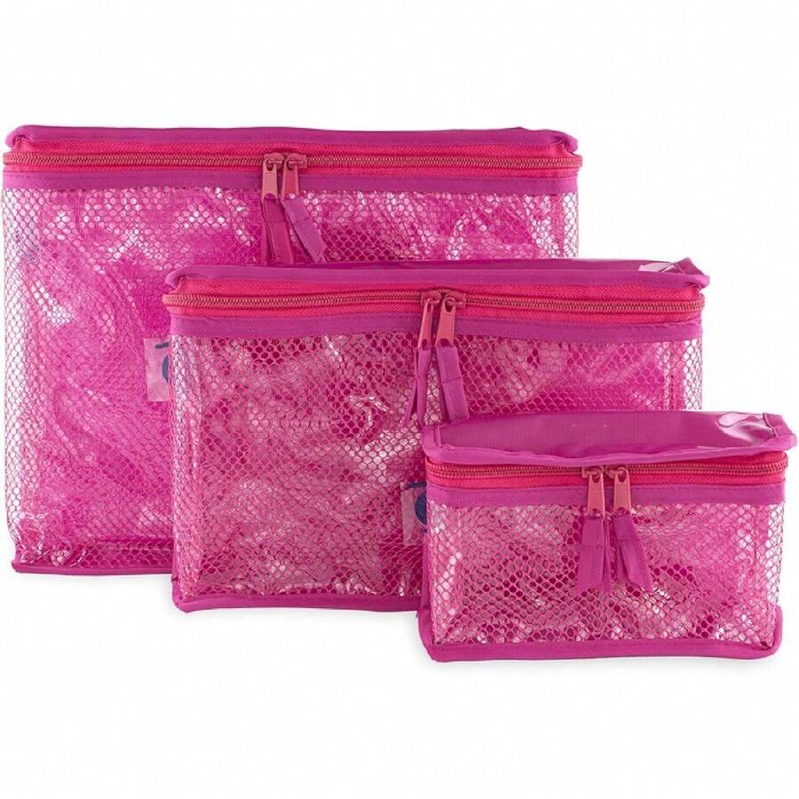 Containers By Aline Cosmetic Bag, 3 Pieces, Different Sizes, Makeup Bag, Toiletry Bag, Makeup Case, Diaper Organizer, Fuchsia Color, 42653578 - Camel - View 1