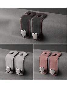 2pcs Car Hooks, Fashion Heart Shaped High-End Hooks, Car Holder, Backseat Organizer, Car Clip, Interior Accessories, Handbag, Wallet,, Car Storage Rac - Xám - Xem 1