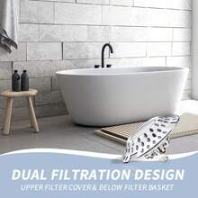 Universal Bathtub Drain Stopper, Brass Bathtub Drain Plug With Bounce Core, Bathtub Filter Drain Cover - A - View 2