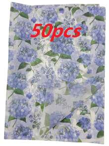 100张蓝色绣球花包装纸，花卉包装纸 - 适用于礼品包装、花束包装和DIY项目，50*30厘米（19.69英寸 x 13.78英寸）礼品包装纸，适合生日、派对和婚礼装饰、春季、花束包装、艺术和手工艺品、DIY、礼品袋，以及用于婚礼装饰和礼品袋填充的多功能装饰纸。 - 藍色繡球花 - 查看 8