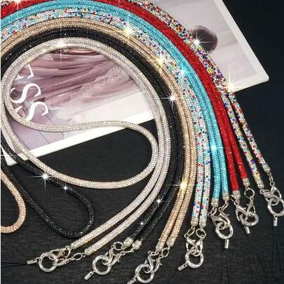 Dây đeo chéo dài sang trọng đính đá lấp lánh màu bạc, dây đeo điện thoại kiểu dây xích túi xách, quà tặng mùa xuân cao cấp, kỷ niệm, đám cưới, tiệc tùng.