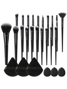 26PCS Makeup Tools Set Including:20PCS Makeup Brush Set+3PCS Triangle Powder Puffs+3PCS Mini Air Cushion Powder Puffs,All-In-One & Beginner-Friendly | Travel-Ready & Gift-Ready | Perfect For Newbies/Her - Multicolor - View 1