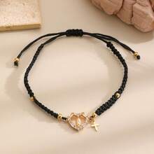 Vòng tay dệt hình Đức Mẹ Maria bán sỉ, vòng tay thời trang đa năng mặt dây chuyền hình trái tim và thánh giá có thể điều chỉnh kích thước dành cho nữ. - 04 KC Gold G-455 - Xem 9