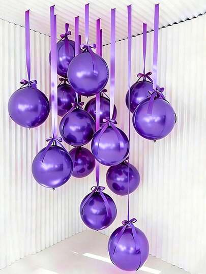 10 quả bóng bay 4D màu tím, kích thước 22 inch, kèm theo ruy băng polyester màu tím 4cm * 22m và các chấm dính. Chúng dễ dàng mang theo và phù hợp để trang trí phòng, trang trí tiệc, trang trí đám cưới, trang trí trần nhà, trang trí cửa sổ ngày lễ.