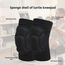 Thick Sponge Tortoiseshell Knee Pads, Elastic Design, Suitable For Daily Fitness And Knee Joint Protection (Single Pack) - Black - View 6