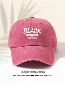 1pc Washed Baseball Cap With "BLACK" Print, Retro American Style Minimalist Casual Fashion, Unisex Essential Versatile Baseball Cap Suitable For All Ages - Washed Cap - View 20