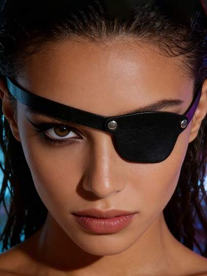 1 PC Black PU Leather Eye Patch – Edgy Fashion Accessory For Cosplay, Parties & Street Style | Adjustable Strap, One Size Fits All