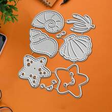 创意贝壳和海星模具，DIY剪贴簿相册和压花模板，贺卡制作工具，卡片纸切割工艺品，礼品卡制作模板模切。 - 銀色 - 查看 7