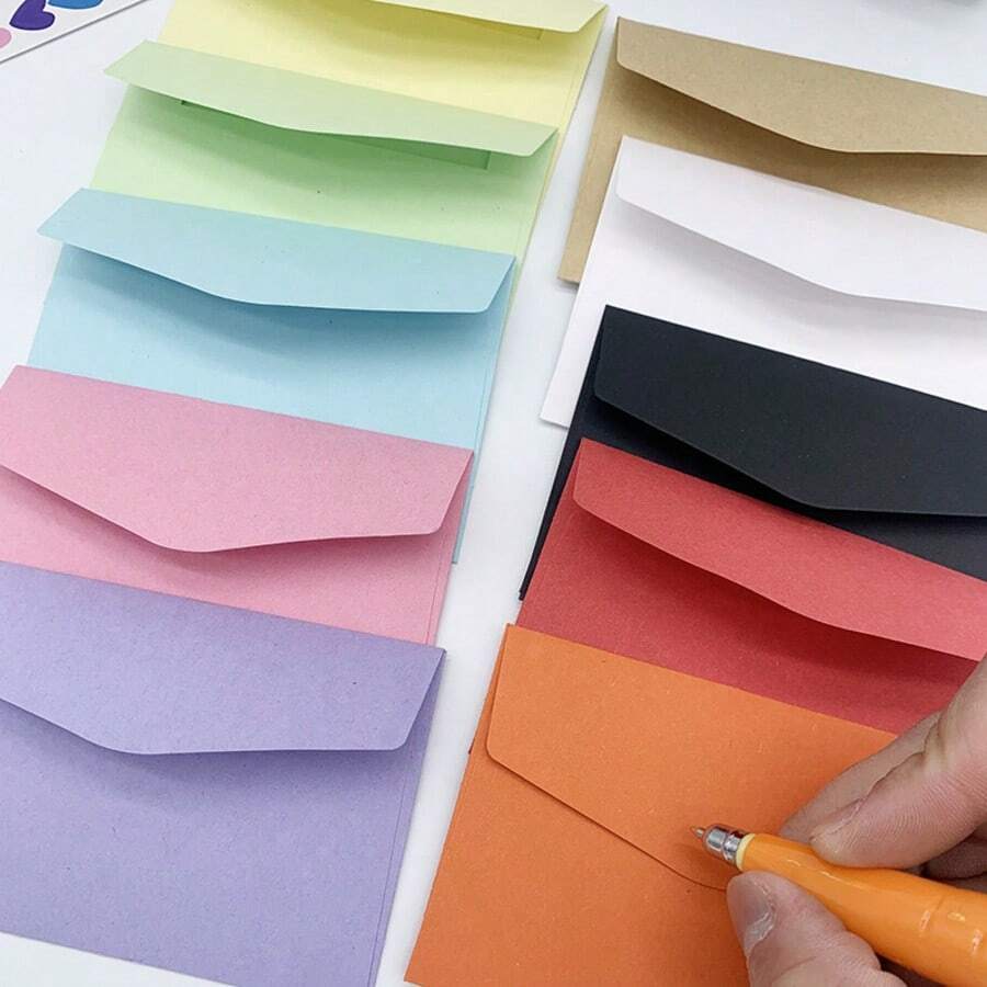 RosewineC Pack Of 70 Coloured Envelopes 10 X 7 Cm 10 Colours Gift Envelopes Small Envelope Set Multicoloured For Invitations, Greeting Cards, Special Mailers, Gift Idea - Envelope - View 1