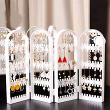 Folding Earrings Studs Display Rack Necklace Jewelry Shelf Stand Holder Panels Screen Organizer Storage Box - Multicolor - View 7
