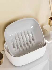 1pc Double Layer Soap Dish, Home Bathroom Draining Soap Holder, Double Deck Large Soap Tray, Washroom Soap Case, Two Layers Can Be Used Separately, Double Layer Utilization, Space Saving - Multicolor - View 3