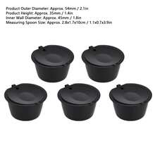 5Pcs 50ml Coffee Capsule Reusable Coffee Filter Cup With Spoon For DOLCE Coffee MachineBlack,Coffee Service Coffee Accessories - View 7