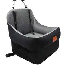 Asiento elevador de coche para perros pequeños/medianos de hasta 35 libras asiento interior elevado de 7 pulgadas asiento de coche para mascotas tela ultra suave y espuma viscoelástica - Negro por fuera Gris por dentro 30 libras - Ver 1