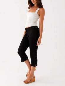 Capri Pants For Women Slim Fit Women's Capris Stretch Dressy Capris Pant For Summer Work Casual - 黑色 - 查看 4