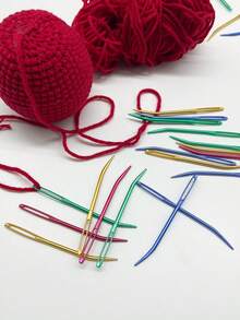 [8pcs/Pack]Large Eye Curved Aluminum Needles, 4 Colors Red Yellow Blue Green 2pcs Each, Color-Coded For Process Distinction, Curved Needle Body Fits For Easy Corner Turning And Blind Stitching, Suitable For Doll Sewing, Knitting Finishing And Other Handmade Crafts - Large-eye Aluminum Bent Needle - View 8