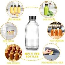 4盎司（约120毫升）带盖小透明玻璃瓶，120毫升波士顿圆形样品瓶，迷你旅行必备或装饰瓶，适合储存药品、果汁、保健品、姜汁汽水、水等液体，非常适合户外和露营使用。 - 彩色 - 查看 11