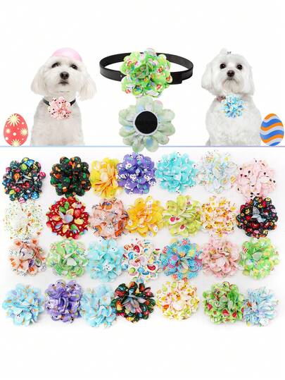 5pcs Easter Colorful Series Pet Rabbit Egg Element Tie Collar Decor Accessories, Perfect Photo Props, Comfortable & Elegant Easter Party Decoration