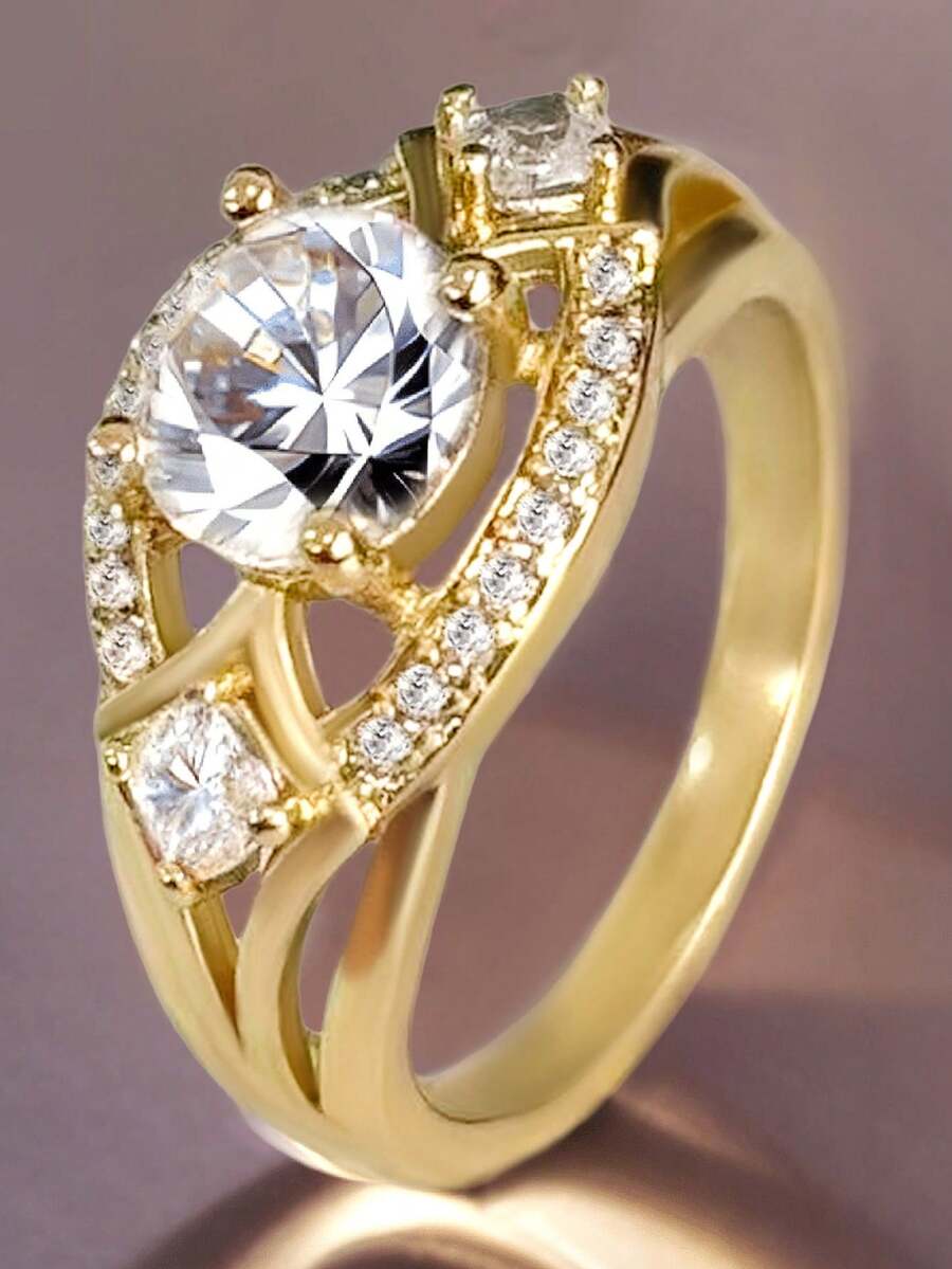 1 PC Fashion Cubic Zirconia Ring For Women For Wedding Engagement Jewelry Valentine's Day Gift