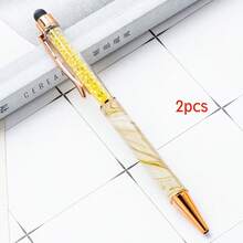 Stilou tactil rotativ cu cristal cu logo personalizat, stil metalic cu model de marmură multicolor, stil cu membrană imprimată prin transfer termic pentru birou și studenți, stil tactil cu cristal cu dublă utilizare, cadou promoțional corporativ pentru afaceri, cadou pentru întoarcerea la școală, cadou pentru profesori - Multicolor - Vizualizare 10