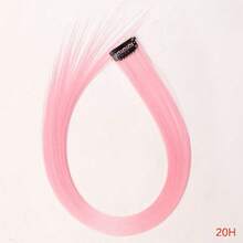 1pc Heat-Resistant Synthetic Long Straight Hair Extension Clip-In, Y2K Style Highlighted Side-Swept Bangs Hair Piece - Multicolor - View 12