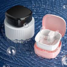 1 pieza Caja de almacenamiento a prueba de agua y con candado para retenedores dentales - Caja de almacenamiento para retenedores ortodónticos y dentaduras, contenedor portátil para herramientas dentales con cesta de drenaje - Multicolor - Ver 7