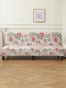 Vỏ bọc ghế sofa giường không tay vịn, in họa tiết, chất liệu polyester co giãn toàn diện, dệt kim từ lụa sữa, phù hợp cho mọi mùa. - Hồng - Xem 4