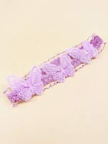 1件女孩蕾絲彈性刺繡蝴蝶可愛髮箍，適合日常使用 - 彩色 - 查看 17