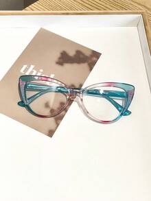 1副女士猫眼眼镜框，轻盈贴合，聚碳酸酯镜框，波西米亚风格，适合日常搭配，附眼镜盒 - 彩色 - 查看 6