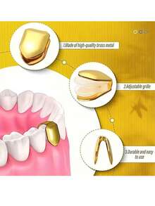 Bộ răng giả mạ vàng và bạc hình trái tim rỗng, thích hợp để trang trí các kẽ răng và răng bị hở. Dành cho cả nam và nữ, lý tưởng cho trang phục của các rapper và cosplay. Thời trang, mịn màng và thoải mái, thích hợp để đeo hàng ngày, phù hợp cho các bữa tiệc hip-hop và các dịp thường nhật. Phong cách tối giản, trang sức nha khoa unisex, thích hợp để đeo hàng ngày, dự tiệc, Giáng sinh, Halloween và các dịp khác. - Nhiều màu - Xem 6