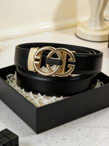 1pc Men's Business Classic Automatic Buckle Belt, Letter Buckle Trouser Belt, Versatile Fashionable Casual Belt, Daily Matching Stylish Belt, Great Gift For Boyfriend - Multicolor - View 2