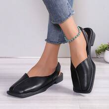 2026年夏季新款方头平底凉鞋（女款） - 黑色 - 查看 1