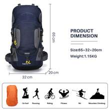 60L Waterproof Backpack MultiFunctional Backpack For Men Hiking Backpack With Rain Cover Multi Compartments Adjustable Straps Travel Bag For Outdoor Dad Gifts - Blue - View 9