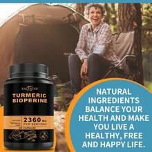 Cápsulas de cúrcuma, contienen pimienta negra y 95 % de curcumina, mantienen la salud de las articulaciones y promueven el bienestar general - 120 cápsulas - Ver 6