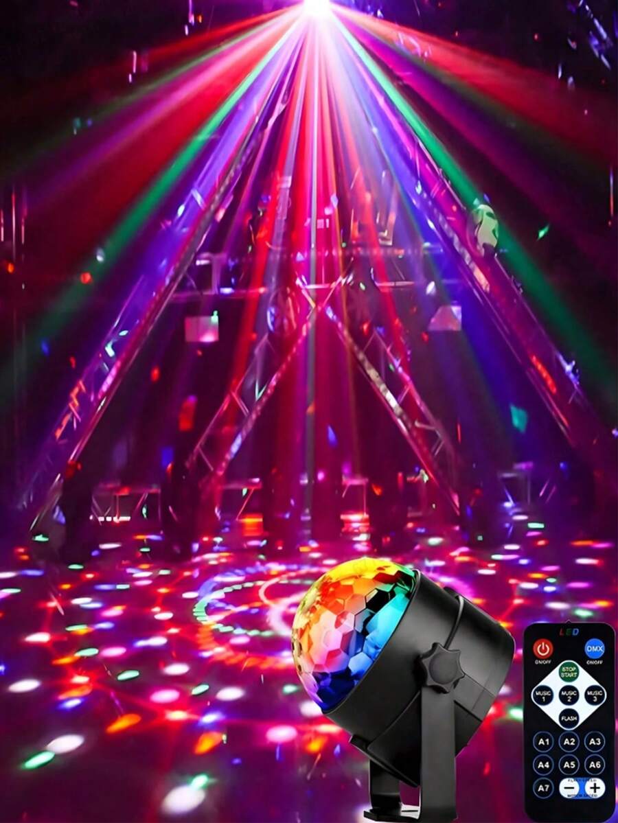 LED Party Lights With Remote Control - DJ Lights, RGB Disco Ball, Sound Activated Strobe, 7 Lighting Modes For Home Party, Birthday, Karaoke, Wedding And Nightclub