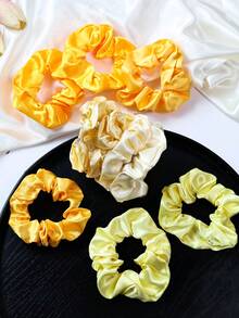 Bộ 10 chiếc dây buộc tóc bằng satin, thích hợp dùng hàng ngày, dùng để buộc tóc đuôi ngựa. - Màu vàng - Xem 4
