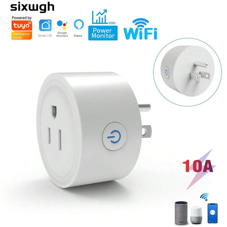 16A WiFi Smart Plug With Energy Power Monitor & Voice Control, Compatible With Alexa And Tuya Smart Life App, Remote Control Timer Countdown Outlet Socket For Home Appliances, Easy Sharing Function - US B Type Plug(110-127V) - View 1