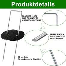 100pcs U-Shaped Ground Anchors, 100pcs Cushion Rings, Control Fabric Hook Components, Suitable For Garden, Lawn Edges, Vegetable Beds And Pipe Fixation (100pcs Anchors + 100pcs Rings) - A - View 2