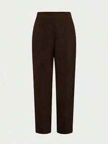 2pcs/Set Elegant Basic Slim Fit Blazer Jacket + Ankle-Length Pants, Suitable For Business, Commute And Daily Wear - màu nâu - Xem 9