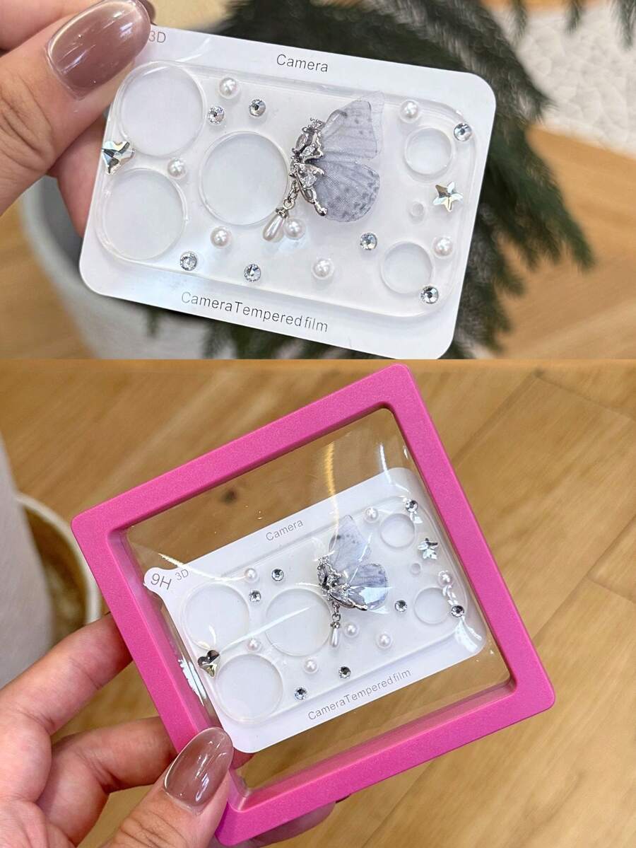 Película de vidrio templado con diamantes de cristal y brillo compatible con iPhone 17 Pro y 17 Pro Max, con caja personalizada de PE hecha a mano - transparente - Ver 1