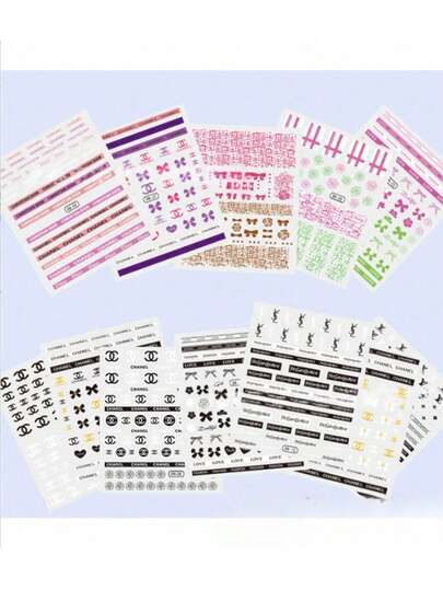 Nail Art Stickers, Multiple Designs Available, Japanese Brand Letter Nail Decals, DIY Nail Decorations, Cute 3D Stickers, Multi-Size Flexible & Durable Material, Won't Damage Nails, Suitable For Home Manicure, Nail Salons, Beginners To Quickly Complete Nail Art, PVC Self-Adhesive Stickers, Support Layering For Dimensional Nail Look, Suitable For Dates, Parties, Photo Shoots