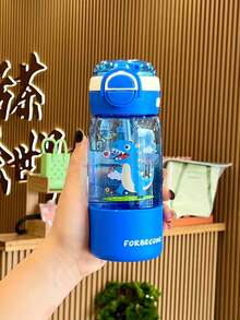 2025新款儿童水瓶，学前班及小学适用可重复使用吸管杯，男女童皆宜，夏季款 - 寶藍色 - 查看 1
