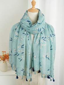 1pc 180*85cm Headscarf Suitable For Travel & Daily Use, Women's Air Conditioning Shawl, Fashion Beach Towel, New Printed Scarf, Casual Polyester Fabric - Multicolor - View 3