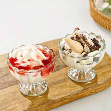 1个创意冰淇淋杯，甜点/饮料/沙拉玻璃碗，奶茶/奶昔杯 - 透明 - 查看 1