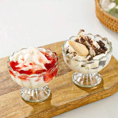 1个创意冰淇淋杯，甜点/饮料/沙拉玻璃碗，奶茶/奶昔杯