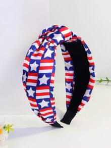 3pcs Women's Independence Day Bow, Striped, Star, Flag Pattern Cute Polyester Stretchy Headband, Summer Hairband Diadema Hair Hoop - 3pcs - National Flag C - View 3
