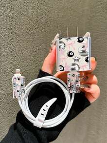 4件套领结台球手机充电器保护套，数据线整理套装 - 20W/18W充电器适配器，适配器头保护套，兼容 11/12/13/14/15/16/13 Pro Max/16 Pro Max/17 Pro Max - 彩色 - 查看 2