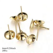 20pcs 3-8mm Stainless Steel Ear Studs Base For Pearl Earring Base For DIY Jewelry Making Golden Color Accessories - Earring Base - View 9