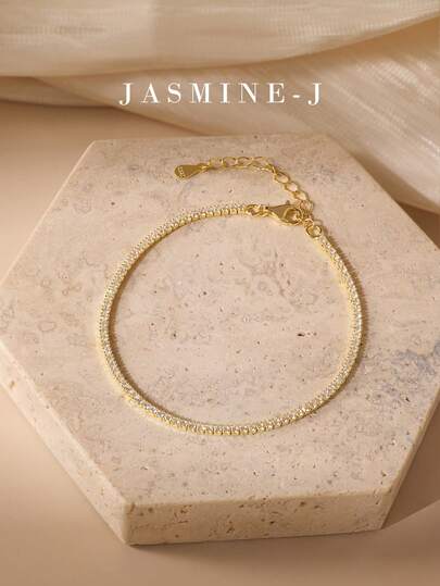 1pc S925 Sterling Silver Tennis Bracelet,Zirconia Bracelet,Classic Tennis Bracelet,Women's Bracelet,Simple, Elegant, And High-End Design,The Perfect Gift For Her