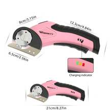KITESDER 4V Cordless Electric Scissors, Rechargeable Fabric Cutter, Fast Charging With Replaceable Blades, Effortless Cutting For Cloth Leather Plastic Cardboard, DIY Sewing Tool - Pink - View 3